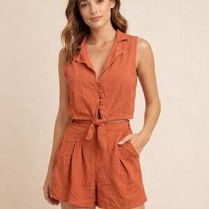By Together Two Piece Set Shorts And Top Earthy Rust Womens Size S Free Spirited